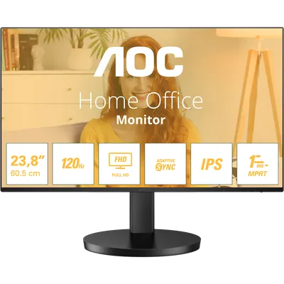 Монитор AOC - 24B3HA2, 23.8", 16:9, IPS, 4 мс, 250cd/m², 1300:1, 1920x1080 (Full HD), 100 Гц, VGA, 1x HDMI, speakers, цвет чёрный, 24B3HA2