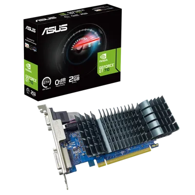 Видеокарта Asus NVIDIA - GeForce GT 710 EVO, PCI-E 2.0 16x, GDDR5 2GB 64bit, 1x VGA, 1x DVI-D, 1x HDMI, 19Вт, 170мм, Full Height, 90YV0ALA-M0NA00