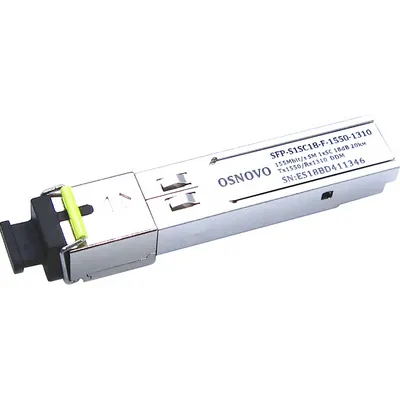 SFP-модуль OSNOVO SFP-S1SC18-F-1550-1310, 155Мбит/с, SC, 20км, одномодовый