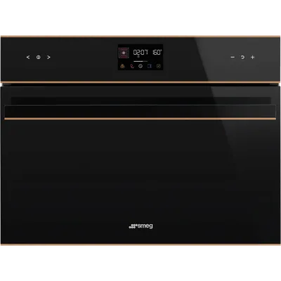 Духовой шкаф SMEG SO4602M1NR, электрический, 40 л, СВЧ, 11 функций, черное стекло/медь