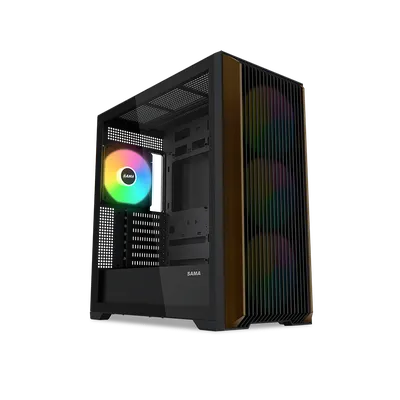 Корпус ПК без блока питания/ Case SAMA Z60 Black, Midi-Tower, TG, 4x140mm ARGB, 2xUSB 3.0 + 1xUSB 3.1 Type-C, E-ATX, ATX, mATX, mITX Black
