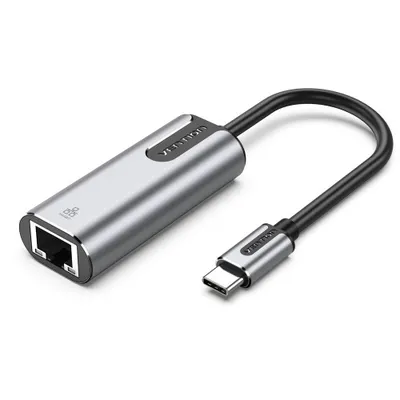 Адаптер USB-C - RJ-45 0.15 м Vention CFNHB серый, алюминиевый сплав, Gigabit Ethernet