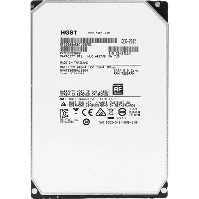 Жесткий диск/ RECERTIFIED HDD HGST SATA Server 8Tb Ultrastar 7200 6Gb/s 128MB 0F23668 1 year warranty (replacement HUS728T8TALE6L4, MG08ADA800E, MG10ADA800E, WD8005FRYZ, WUS721208BLE6L4) RECERTIFIED