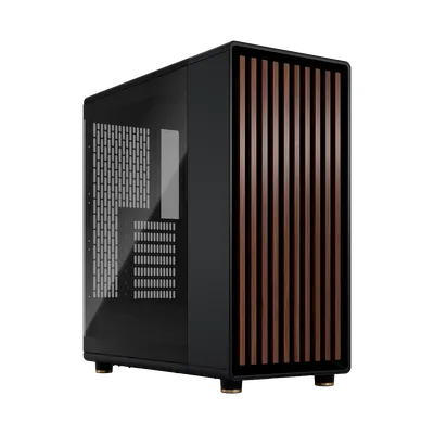 Корпус без блока питания/ Case Fractal Design North TG Dark Tint, Midi-Tower, 2x140mm, 2xUSB-A 3.2 + 1xUSB 3.2 Type-C ATX, mATX, mITX Wood panel, Charcoal Black