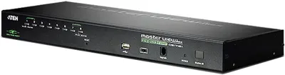 ATEN <CS1708i> 1U 8-port 1-User PS/2-USB KVM on  the  NET(кл-ра+мышьUSBилиPS/2+VGA15pin+LAN,  2 кабеля)