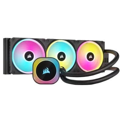 Система жидкостного охлаждения/ Water Cooling System Corsair iCUE LINK H150i RGB (360mm, Black, RGB/ Fans: 3x120mm, 63.1CFM, 37dBA, 2400RPM/Rad thickness 27mm/ S: 1851, 1700, 1200, 115X, AM5, AM4)
