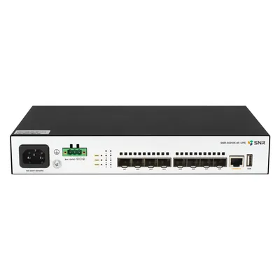 SNR SNR-S5210X-8F-UPS Управляемый коммутатор уровня 2+, 8 портов 1/10G SFP+, встроенный БП ~220V AC, разъем для АКБ 12V с возможностью заряда