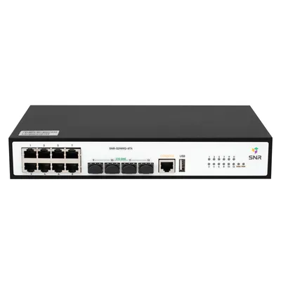 SNR SNR-S2989G-8TX Управляемый коммутатор уровня 2+, 8 портов 10/100/1000Base-T, 4 порта 1/10G SFP+, VSF HA, встроенный БП ~220V AC