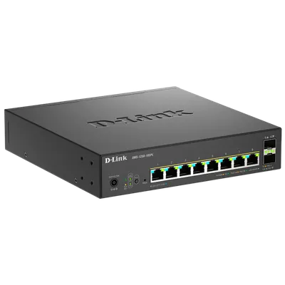 D-Link DMS-1250-10SPL/A1A/6KV Управляемый L2 коммутатор с 8 портами 10/100/1000/2.5GBase-T и 2 портами 10GBase-X SFP+ (порты 1-8 PoE 802.3af/at, порты 1-2 PoE 802.3bt, PoE-бюджет 120 Вт)