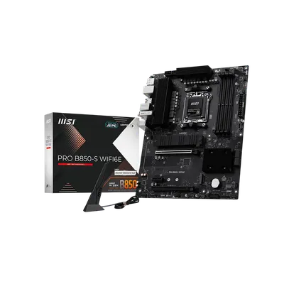 Материнская плата MSI PRO B850-S WIFI6E B850, AM5, 4*DDR5, 2*PCIEx16, 1*PCIEx1, 2*M.2, 2*TypeC, 3*USB3.2Gen2, 6*USB3.2Gen1, 4*USB2.0, 4*SATA3.0, 2.5G, DP, HDMI, ATX, RTL