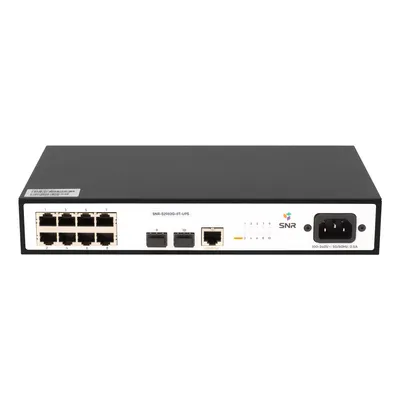 SNR SNR-S2982G-8T-UPS Управляемый гигабитный коммутатор уровня 2, 8 портов 10/100/1000Base-T, 2 порта 100/1000Base-X (SFP), встроенный БП ~220В AC, разъем для АКБ 12V с возможностью заряда