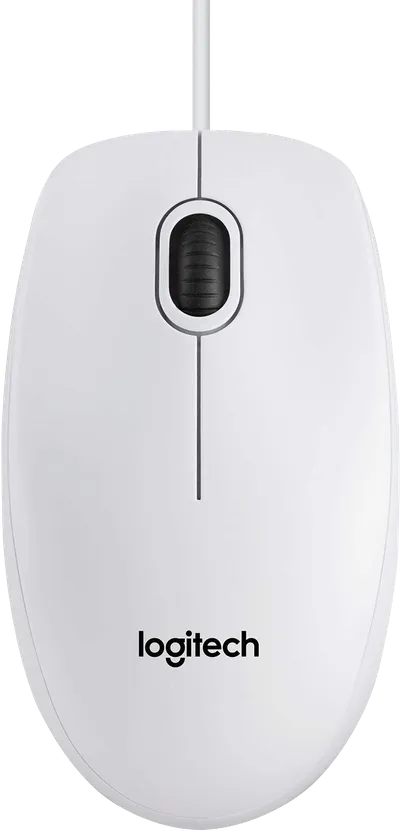 Мышь Logitech - B100, Проводная, USB, Optical, 800 dpi, 3 btns, цвет белый, 910-003360