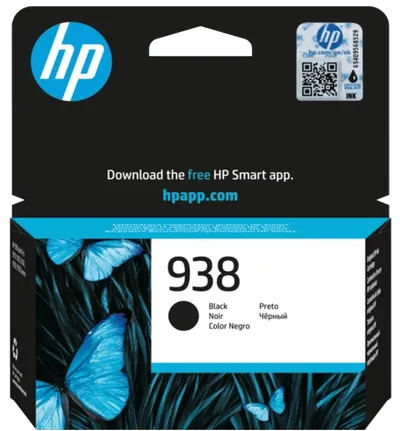 4S6X8PE - 938 Black Original Ink Cartridge  for OfficeJet Pro 9730/9720/9120b/9130, up to 1250 pages.