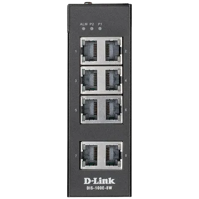 Коммутатор D-Link DIS-100E-8W/A1A, L2 Unmanaged Industrial Switch with 8 10/100Base-TX ports.1K Mac address, 802.3x Flow Control, Stand-alone, Auto MDI/MDI-X for each port, D-link Green technology, Metal case,