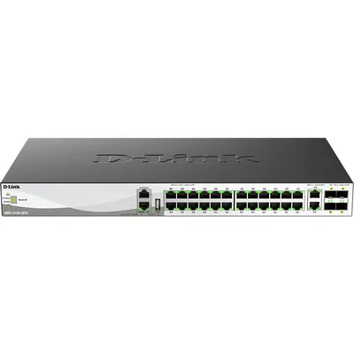 Коммутатор D-Link Управляемый L3 стекируемый коммутатор, 24x2.5GBase-T, 2x10GBase-T, 4x25GBase-X SFP28, защита от статического электричества до 6 кВ, CLI, порт управления 1000Base-T, консольный порт RJ-45, 1xUSB
