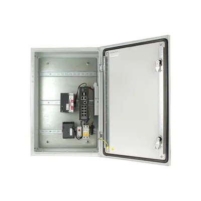 Уличный коммутатор OSNOVO OS-46T1(SW-80822/ILR) Уличный управляемый (L2+) коммутатор на 12 портов с термостабилизацией на базе уличной станции OSNOVO OS-46T1. Порты: 2xGE (10/100/1000Base-T) с PoE BT (до 90W) + 6xGE (10
