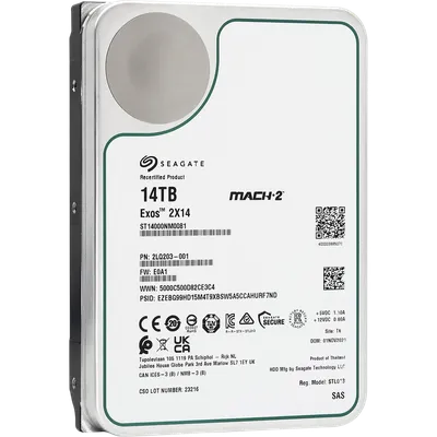 Жесткий диск/ HDD Seagate SAS 14Tb  Exos 2X14 7200 256Mb OFFICIAL RECERTIFIED 1 year warranty (Only HBA + software RAID) (replacement ST14000NM004J, ST14000NM002G, MG09SCA14TE, ST12000NM004J, ST12000NM002G)