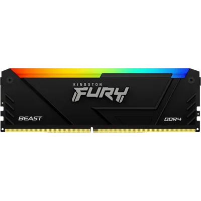 Оперативная память Kingston Fury Beast, DDR4, 16GB (1x16GB), 3200MHz, CL16, DIMM, радиатор, RGB, черный