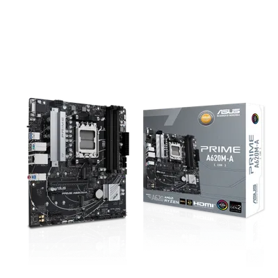 Материнская плата ASUS PRIME A620M-A-CSM, AM5, AMD A620, 2xDDR5, 4xSATA, 2xM.2, 1xPCIe 4.0 x16, 1xPCIe 3.0 x1, D-Sub, DisplayPort, HDMI, 1x 1Gb LAN, 6xUSB, 3x3.5 мм, 7.1, microATX