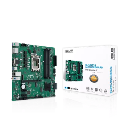 Материнская плата ASUS PRO B760M-C-CSM, LGA1700, B760, 4*DDR5, 4*SATA, 2*M.2, 2*USB 3.2, 2*USB 2.0, 1*PCIx16, 2*PCIx1, 2*DP+HDMI+VGA, mATX; 90MB1DX0-M1EAYC