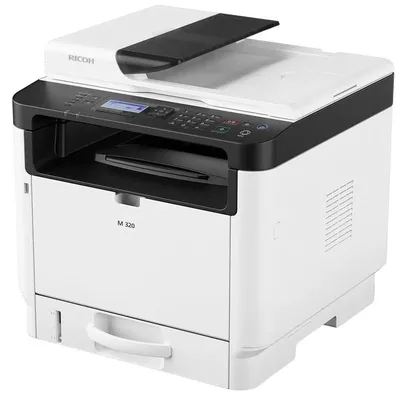 МФУ Ricoh - M 320, A4, сканер: планшетный/протяжный, черно-белый лазерный, RJ-45, USB, 1200 x 1200dpi, Duplex, цвет серый, 408536