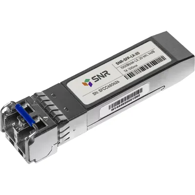 SNR SNR-SFP-LX-20 Двухволоконный модуль, SFP 1000BaseLX, разъем LC, рабочая длина волны 1310нм, дальность до 20км (14dB), с поддержкой функции DDM