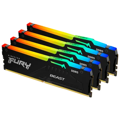 Память оперативная/ Kingston 128GB 5200MT/s DDR5 CL40 DIMM (Kit of 4) FURY Beast RGB XMP (KF552C40BBAK4-128)