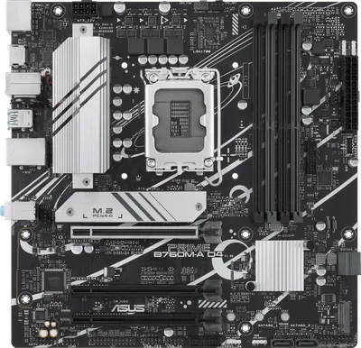 Материнская плата ASUS PRIME B760M-A D4-CSM, LGA1700, B760, 4*DDR4, 4*SATA, 2*M.2, 2*USB 3.2, 4*USB 2.0, 3*PCIx16, 2*PCIx1, DP+HDMI, mATX; 90MB1D00-M1EAYC
