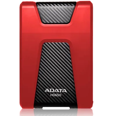 Жесткий диск внешний/ Portable HDD 1TB ADATA HD650 (Red), Silicone, USB 3.2 Gen1, 121x81x21mm, 201g /3 года/