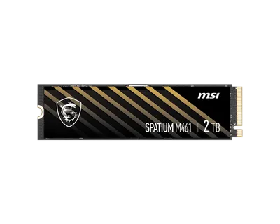 MSI SSD SPATIUM M461, 2000GB, M.2(22x80mm), NVMe, PCIe 4.0 x4, 3D TLC, R/W 5000/4200, IOPs 680 000/880 000, TBW 450, DWPD 0.12 (5 лет)