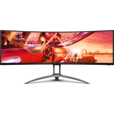 Монитор AOC 48.8", VA, UltraWide, 5120х1440, изогнутый, 4 мс, 165 Гц, AMD FreeSync Premium Pro, nVidia G-Sync Compatible, 400 кд/м2, 178°/178°, 3xHDMI, DisplayPort, USB Type-C, динамики, чёрный