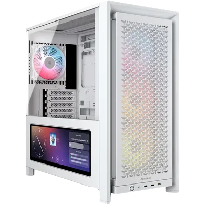 Корпус без блока питания/ Case Corsair Frame 4000D LCD RS ARGB, Midi-Tower, TG, 3x120mm ARGB, 3xUSB Type-C, E-ATX, ATX, mATX, mITX White