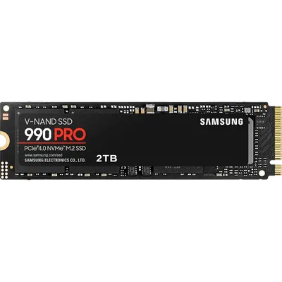 Твердотельные накопители/ Samsung SSD 990 PRO, 2000GB, M.2(22x80mm), NVMe 2.0, PCIe 4.0 x4, V-NAND TLC, R/W 7450/6900MB/s, IOPs 1 400 000/1 550 000, DRAM buffer 2048MB, TBW 1200, DWPD 0.33 (12 мес.)