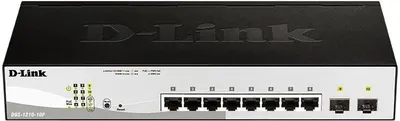 Коммутатор D-Link DGS-1210-10P/FL2A, управляемый L2 PoE, 8×1GbE PoE+2×SFP, 65W