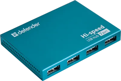 Defender Разветвитель SEPTIMA SLIM USB2.0 - 7 портов, + блок питания DC 5В...2А, + кабель USB 2.0 A(M) - MiniB (M) - 1м
