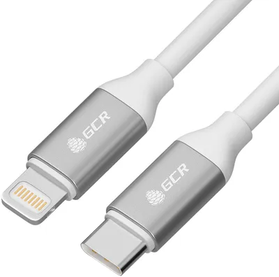 Кабель GCR GCR-52359, Type-C/Lightning, 0.5м, 18W, MFI, белый