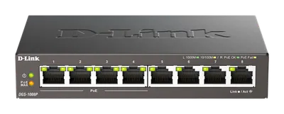 Коммутатор D-Link DGS-1008P/F3A, 8×1GbE, 4×PoE, 80 Вт, неуправляемый