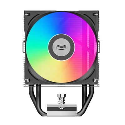 Кулер для процессора/ CPU Cooler PCCooler R300 ARGB BK (150W, 4-pin PWM, 133mm, Al/Cu, 3x6mm, ARGB, 1x92mm, 40.94CFM, 30dBA, 2200RPM, S: 1851/1700/1200/115X, AM5/AM4, black)