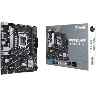 Материнская плата ASUS PRIME B760M-K D4, LGA1700, B760, 2*DDR4, 4*SATA, 2*M.2, 4*USB 3.2, 2*USB 2.0, 1*PCIx16, 2*PCIx1, VGA+HDMI, mATX; 90MB1DS0-M1EAY0