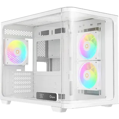 Корпус ПК без блока питания/ Case Ocypus Iota C50 Curve WH ARGB, Mini-Tower, TG, 3x120mm ARGB, 2xUSB-A 3.0 + 1xUSB-C, mATX, mITX White