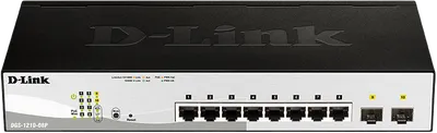 Коммутатор D-Link DGS-1210-08P/G3A, 8×1GbE PoE, 2×SFP, L2, 65 Вт, 1U