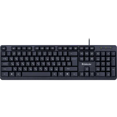 Клавиатура проводная Defender Daily HB-162, мембранная, 104 клавиши, 12 мультимедийных клавиш, черный, USB, длина кабеля 1.8 м