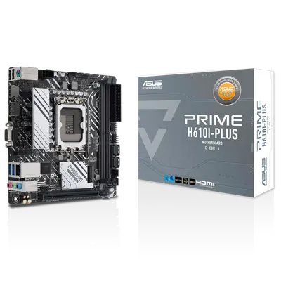 Материнская плата ASUS PRIME H610I-PLUS-CSM, LGA 1700, Intel H610, 2xDDR5, 4xSATA, 1xM.2 PCIe 3.0 x4, 1xPCIe 4.0 x16, 1xHDMI, 1xDP, 1xVGA, 2xUSB-A 3.2 Gen 1, 2xUSB-A 2.0, 1x 1Gb LAN, 3x3.5 мм, 7.1, Mini-ITX