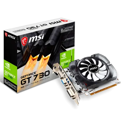 Видеокарта MSI NVIDIA - GeForce GT 730, PCI-E 2.0 16x, DDR3 2GB 128bit, 1x VGA, 1x DVI-D, 1x HDMI, max 4096 x 2160 (4K), 152мм, Full Height, N730-2GD3V3