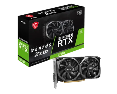 Видеокарта/ VGA MSI NVIDIA GeForce RTX 3050 VENTUS 2X XS 8G OC 8GB, GDDR6/128-bit, PCIe 4.0, 1xDVI-D, 1xHDMI 2.1, 1xDP, 2.3-slot