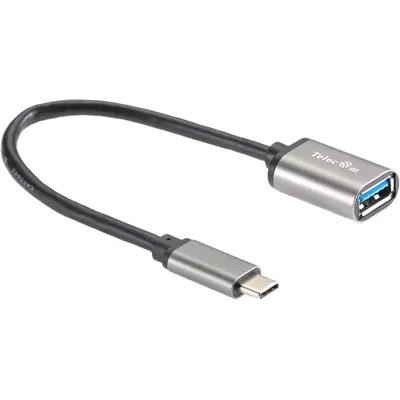 Telecom  TC409M  Кабель-адаптер  Type-Cm --> USB 3.0 Af , OTG, 1,5A , 5,0Gbps , Alum grey 0,2m Telecom (TC409M) [6926123467206]