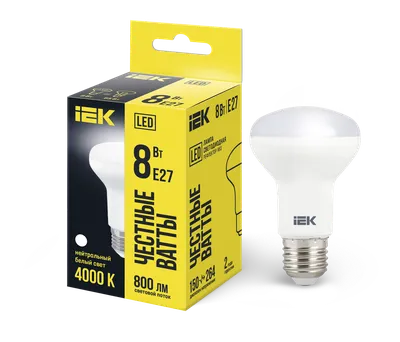 Лампа светодиодная IEK LLE-R63-8-230-40-E27, 8Вт, R63, 4000К, E27, 720лм
