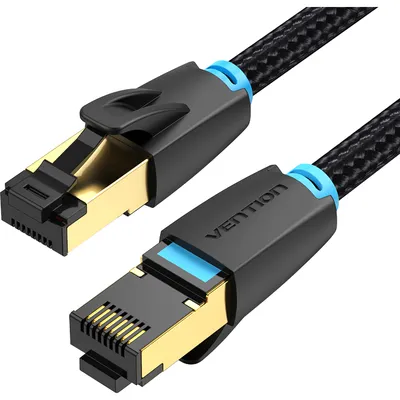 Vention IKGBD Патч-корд Vention прямой SFTP cat.8 RJ45 - 0,5м.  Черный Тканевая оплетка