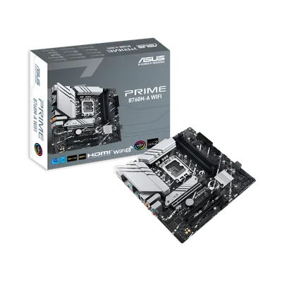 Материнская плата ASUS PRIME B760M-A WIFI, LGA1700, B760, 4*DDR5, 4*SATA, 2*M.2, 2*USB 3.2, 4*USB 2.0, 3*PCIx16, DP+2*HDMI, mATX; 90MB1EL0-M1EAY0