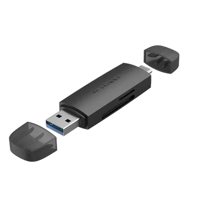 Кард-ридер Vention CLKB0/черный/SD,SDHC,SDXC,TF,micro-SD,micro-SDXC,miсro-SDHC/USB 3.0/Type C/OTG/пластик
